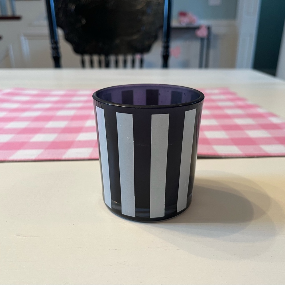 Paris striped black / white candle holder or trinket jar